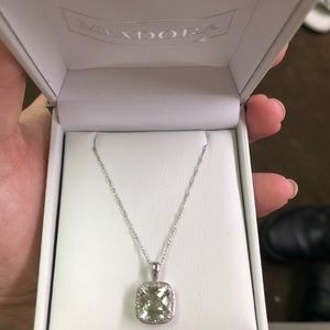 Miadora 10k Gold Green Amethyst Diamond Necklace
